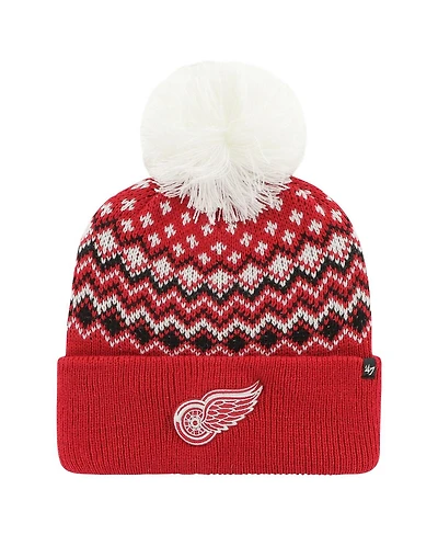 Women's '47 Brand Red Detroit Red Wings Elsa Cuffed Knit Hat with Pom