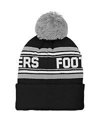 Youth Boys and Girls Black Las Vegas Raiders Jacquard Cuffed Knit Hat with Pom