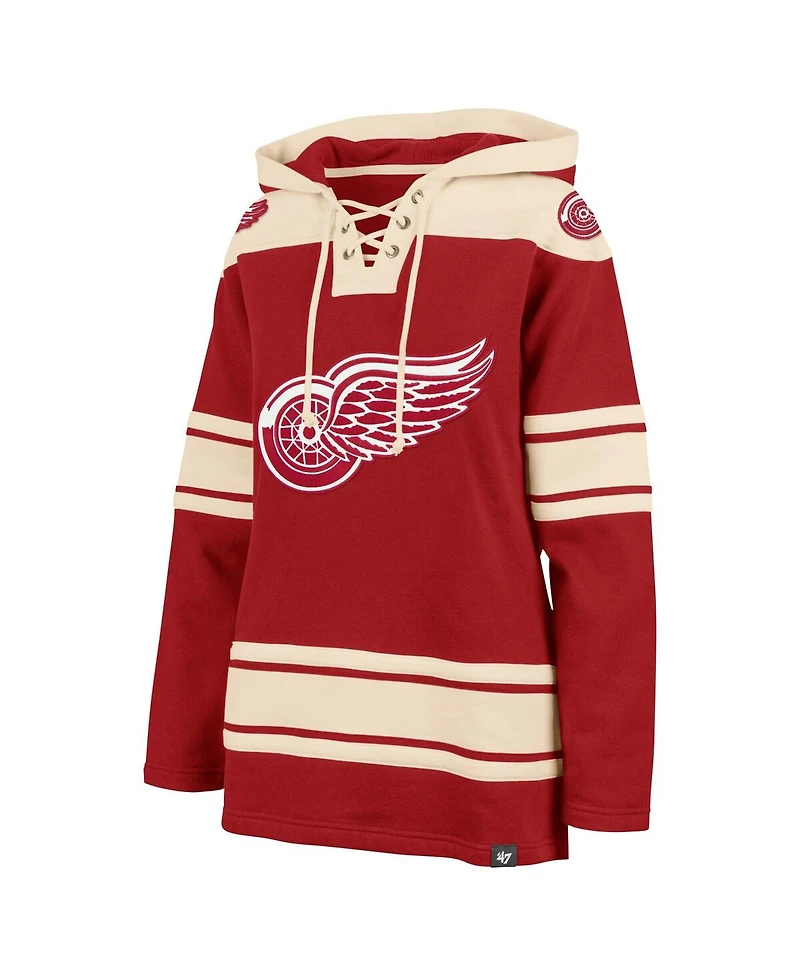 Women's '47 Brand Red Detroit Red Wings Superior Lacer Pullover Hoodie