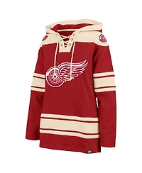Women's '47 Brand Red Detroit Red Wings Superior Lacer Pullover Hoodie
