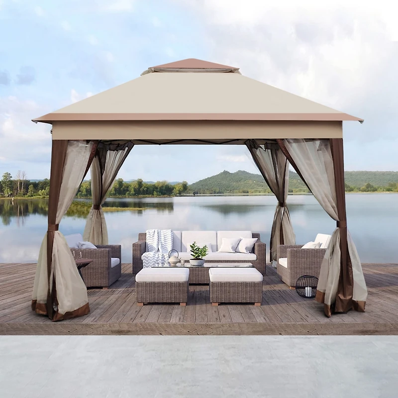 Streamdale Pop-Up Gazebo with Netting, 11x11FT, 2-Tier