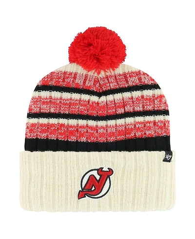 Men's '47 Brand Cream New Jersey Devils Tavern Cuffed Knit Hat with Pom