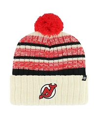Men's '47 Brand Cream New Jersey Devils Tavern Cuffed Knit Hat with Pom