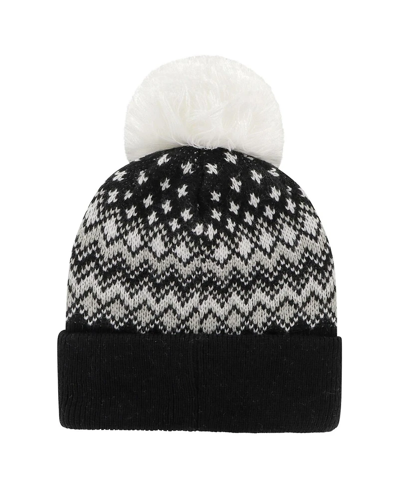Women's '47 Brand Black Philadelphia Flyers Elsa Cuffed Knit Hat with Pom