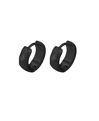 Stainless Steel Diamond Design Huggie Hoop Earrings
