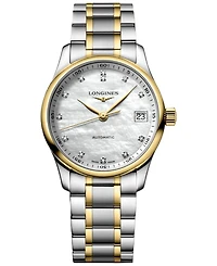 Longines Women's Swiss Automatic Master Diamond (1/20 ct. t.w.) 18k Gold & Stainless Steel Bracelet Watch 34mm