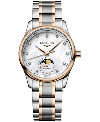 Longines Women's Swiss Automatic The Longines Master Diamond (1/20 ct. t.w.) 18k Rose Gold & Stainless Steel Bracelet Watch 34mm