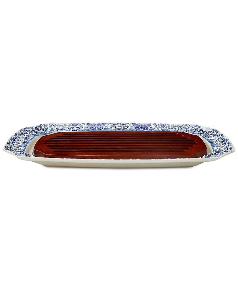 Spode Judaica Challah Tray with Wooden Insert