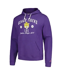 Men's League Collegiate Wear Purple Distressed Lsu Tigers Bendy Arch Essential Pullover Hoodie