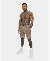 Saint Morta Men's Paisley Skulls Denim Shorts