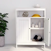 Streamdale Bathroom Standing Storage With Double Shutter Doors Cabinet