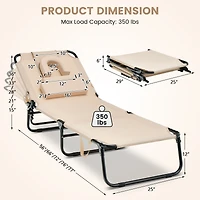 Inolait Beach Chaise Lounge Chair with Face Hole and Removable Pillow