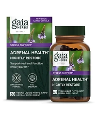 Gaia Herbs Adrenal Health Nightly Restore - Adrenal Support Herbal Supplement with Ashwagandha, Magnolia Bark, Cordyceps, Lemon Balm, and More