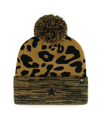 Women's '47 Brand Tan Dallas Cowboys Rosette Cuffed Knit Hat with Pom