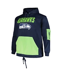 Men's Fanatics College Navy Seattle Seahawks Big and Tall Pullover Hoodie