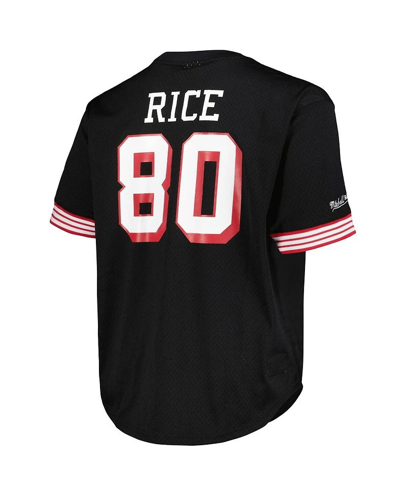 Men's Mitchell & Ness Jerry Rice Black San Francisco 49ers Big and Tall Mesh Player Name Number Top