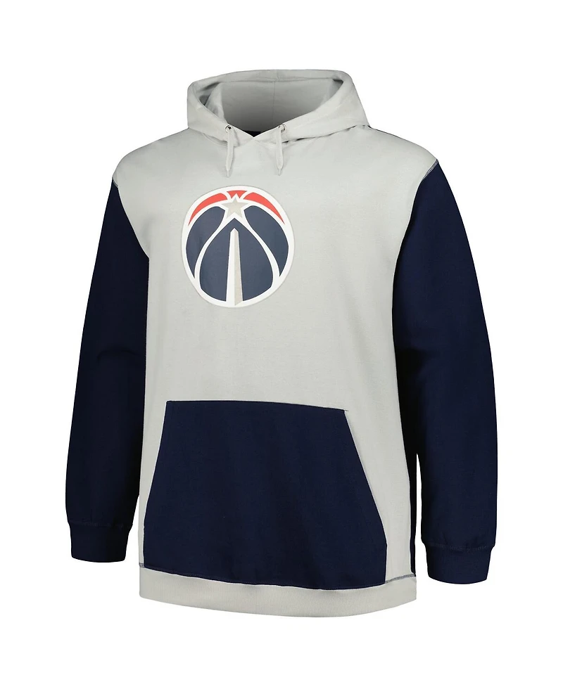 Men's Fanatics Navy, Silver Washington Wizards Big and Tall Primary Arctic Pullover Hoodie