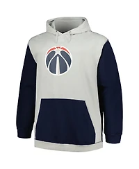 Men's Fanatics Navy, Silver Washington Wizards Big and Tall Primary Arctic Pullover Hoodie