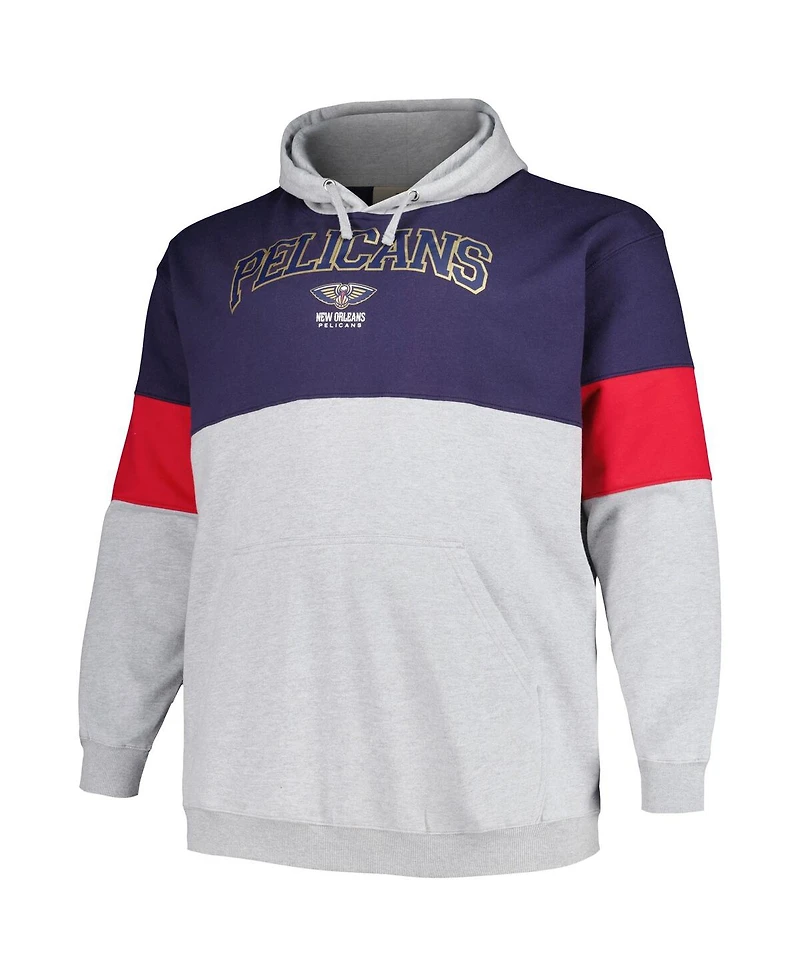 Men's Fanatics Navy, Red New Orleans Pelicans Big and Tall Pullover Hoodie