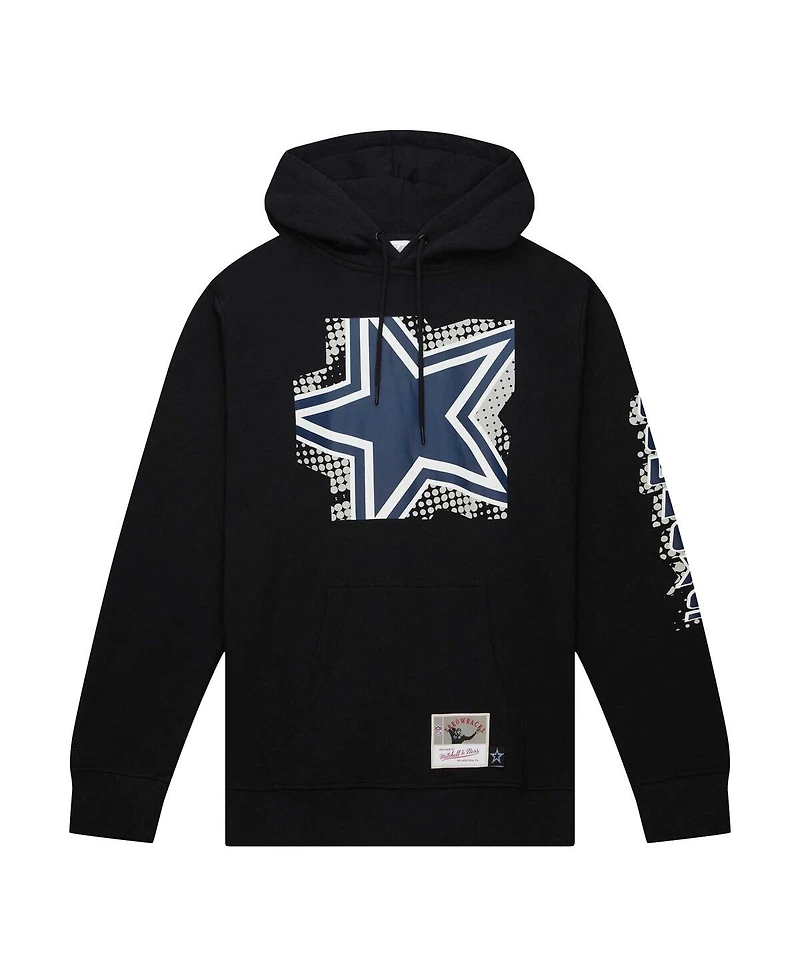 Men's Mitchell & Ness Black Dallas Cowboys Gridiron Classics Big Face 7.0 Pullover Hoodie