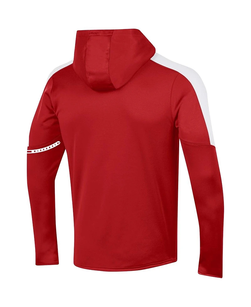 Men's Under Armour Red Wisconsin Badgers 2023 Sideline Quarter-Zip Hoodie