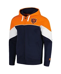 Men's Starter Navy, Orange Chicago Bears Running Back Full-Zip Hoodie