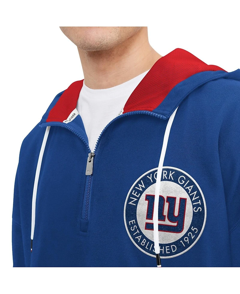 Men's Tommy Hilfiger Royal New York Giants Aaron Quarter-Zip Hoodie