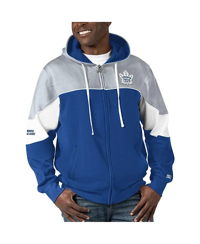 Men's Starter Blue, Gray Toronto Maple Leafs Power Forward Full-Zip Hoodie