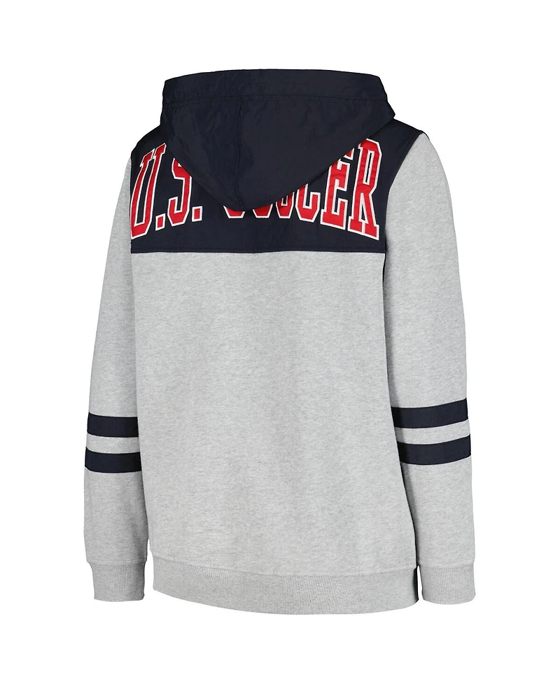 Men's 5th & Ocean by New Era Gray Uswnt Throwback Full-Zip Hoodie