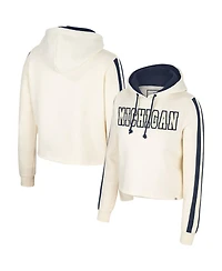 Women's Colosseum Cream Michigan Wolverines Perfect Date Cropped Pullover Hoodie