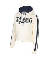 Women's Colosseum Cream Michigan Wolverines Perfect Date Cropped Pullover Hoodie