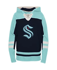 Preschool Boys and Girls Navy Seattle Kraken Ageless Revisited Lace-Up V-Neck Pullover Hoodie