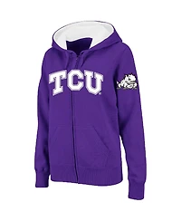 Women's Colosseum Purple Tcu Horned Frogs Arched Name Full-Zip Hoodie
