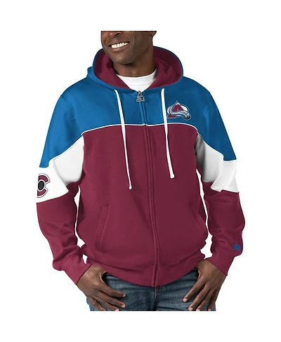Men's Starter Burgundy, Blue Colorado Avalanche Power Forward Full-Zip Hoodie