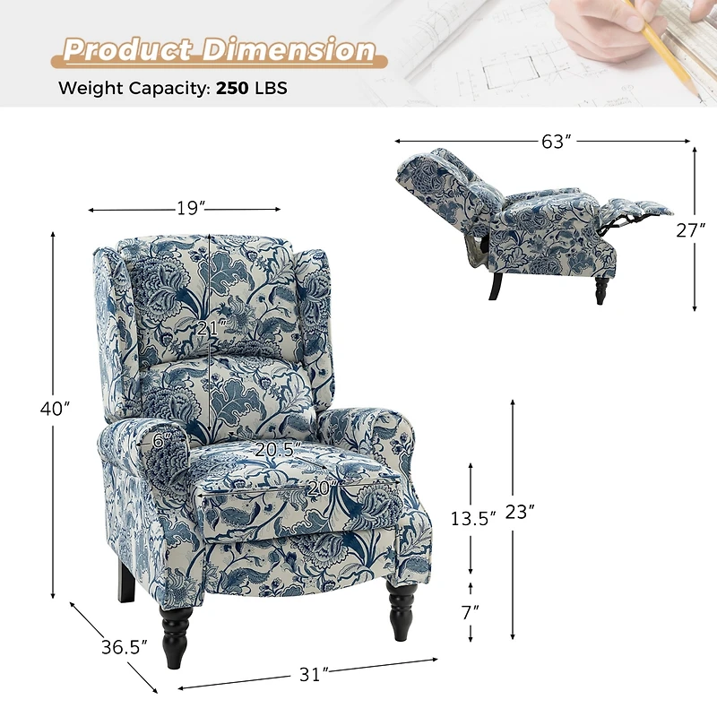Asikli Manual Recliner with Wingback Design