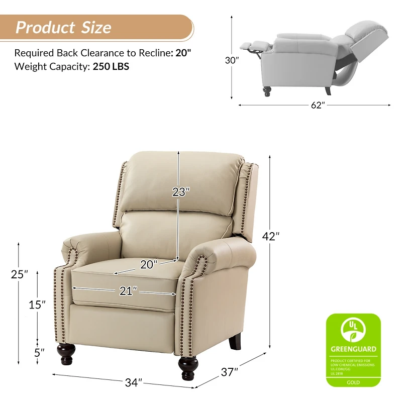 Franco Genuine Leather Manual Recliner