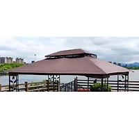Streamdale 13 X 10FT Patio Double Roof Gazebo Replacement Canopy Top Fabric