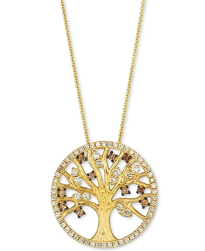 Le Vian Chocolate Diamond & Nude Diamond Tree Adjustable 20" Pendant Necklace (3/4 ct. t.w.) in 14k Gold