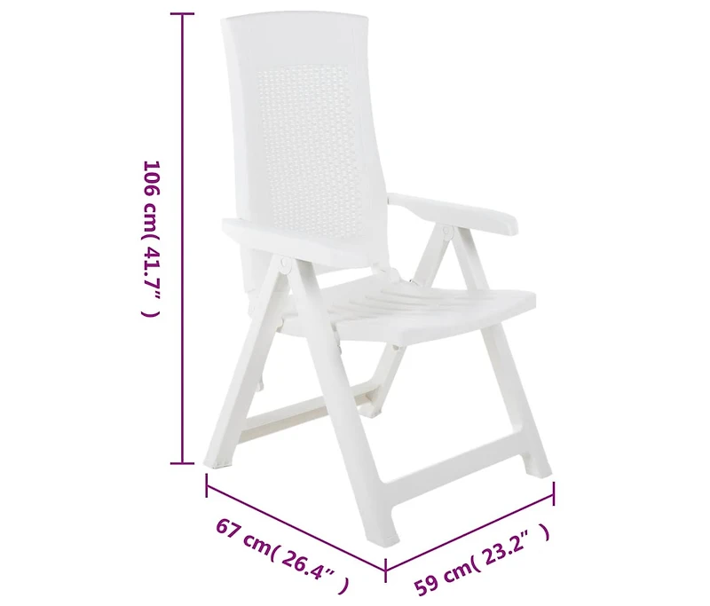 Patio Reclining Chairs 2 pcs Plastic White