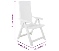 Patio Reclining Chairs 2 pcs Plastic White