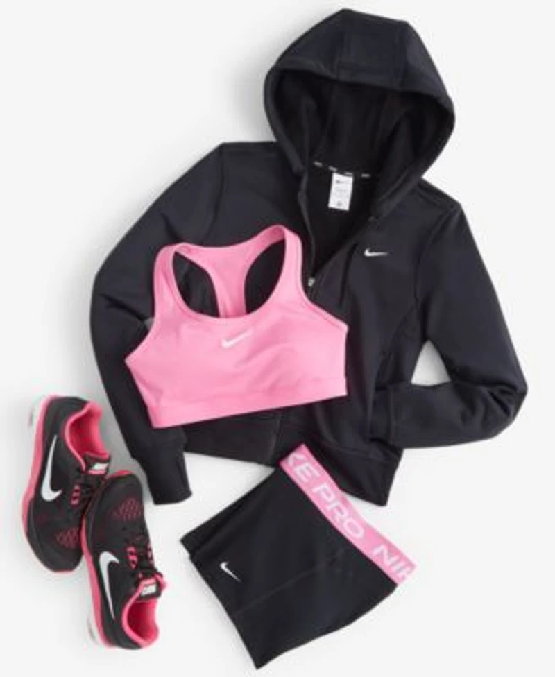 Nike Womens Active Sportswear Essential Repel Woven Jacket Padded Medium Impact Sports Bra Pull On Shorts Pegasus 40 Running Sneakers