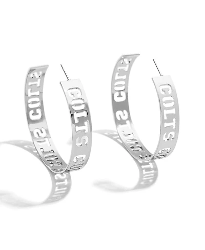 Women's Wear by Erin Andrews x Baublebar Silver Indianapolis Colts Large Cutout Hoop Earrings