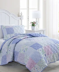Laura Ashley Kids Parker Patchwork Reversible 2 Piece Quilt Set, Twin
