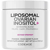 Codeage Liposomal Ovarian Inositol Powder - Myo-Inositol & D-Chiro-Inositol 40:1 Blend, Folate 5-mthf, CoQ10, Pte & Wild Blueberry - 2-Month Supply