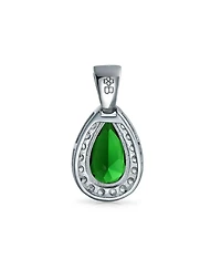 Bling Jewelry Classic Jewelry Large Pear Shape Solitaire Teardrop Halo 15CTW Cz Cubic Zirconia Pendant Necklace Silver Plated