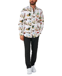 OppoSuits Men's Elf Christmas Shirt - Party Stylish Button-Up White Long sleeve