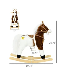 Qaba Rocking Horse Toddler Ride on Horse with Sound Saddle, Brown