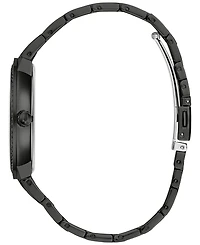 Bulova Men's Classic Crystal Black-Tone Stainless Steel Bracelet Watch 40mm Gift Set