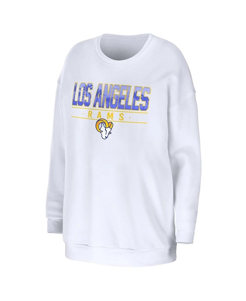 Women's Wear by Erin Andrews White Los Angeles Rams Domestic Pullover Sweatshirt