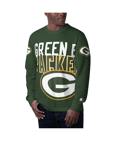 Men's Starter Green Green Bay Packers Clutch Hit Long Sleeve T-shirt